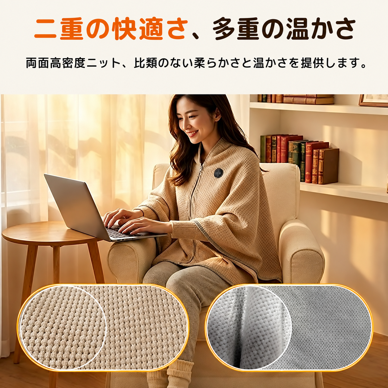 NUKUMORI 着るあったかブランケット着用イメージ